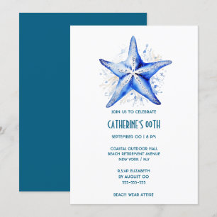Invitation Thème de plage bleu Starfish