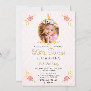 Invitation Thème de Princesse Mignonne Photo Anniversaire