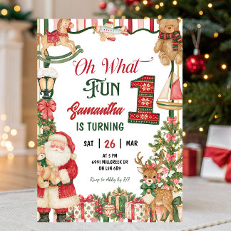 Invitation Thème de Santa Oh Quel Plaisir Premier Anniversair