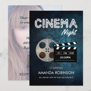 Invitation Thème de soirée cinéma Hollywood ajoutez une photo