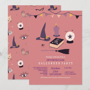 Invitation Thème de sorcière rose fantaisiste