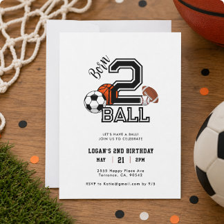Invitation Thème de sports pour garçon de 2 ans pour fête d'a