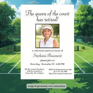 Invitation Thème de tennis photo élégant pour la retraite des