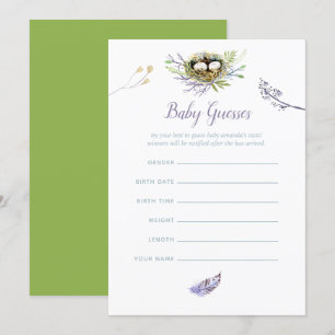 Invitation Thème de verdure Nid d'oiseaux Jumeaux Baby Shower