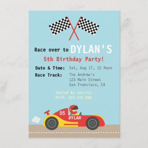 Invitations Faire Part Cartes Anniversaire Voiture Course Zazzle Ca