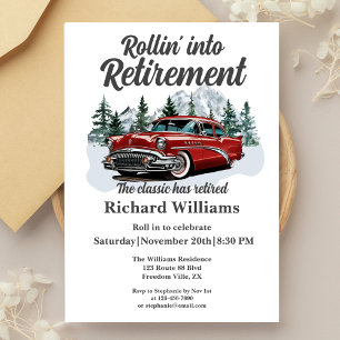 Invitation Thème de voyage à la retraite Voiture rétro classi
