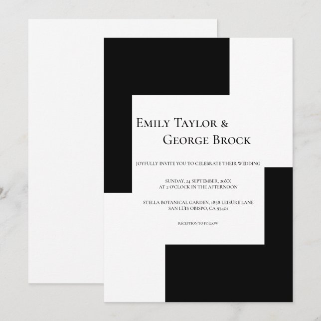 Invitation Thème d'échecs noir et blanc Simple Mariage modern (Devant / Derrière)
