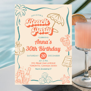 Invitation Thème d'été original Fête de plage Anniversaire ad
