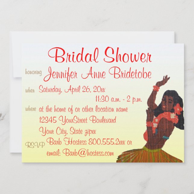 Invitation Thème d'Hawaï Luau de Fête de la mariée (Devant)