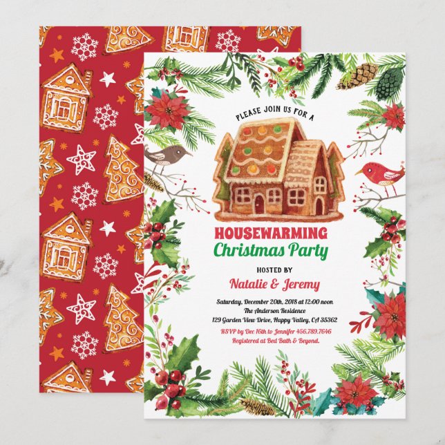 Invitation Thème d'hiver de Noël (Devant / Derrière)