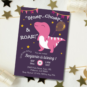 Invitation Thème dinosaure pour Stomp, Chomp & Roar ! 1er ann
