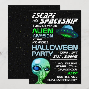 Invitation Thème d'invasion Alien, Salle d'évasion, Fête d'Ha