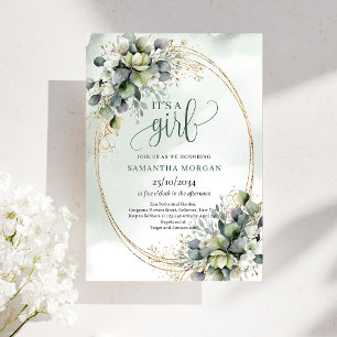 Invitation Thème doré de verdure à l'aquarelle C'est une fill