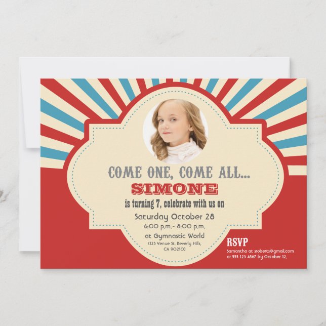 Invitation Thème du cirque | Anniversaire (Devant)