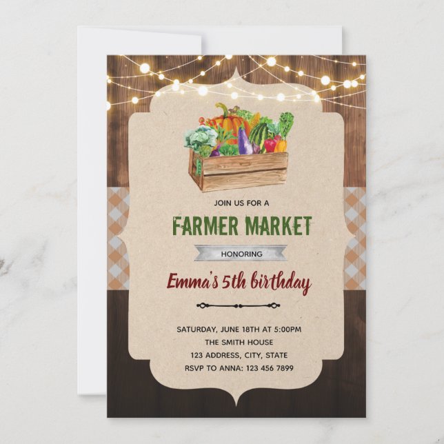 Invitation Thème du marché agricole rustique (Devant)