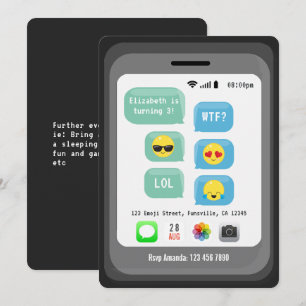 Invitation Thème Emoji Fête d'Anniversaire