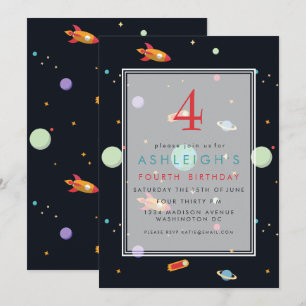 Invitation Thème Espace extra-atmosphérique   Fête d'annivers