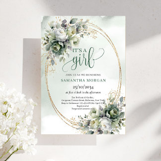 Invitation Thème Eucalyptus Vert Poussiéreux Boho Pour Douce 