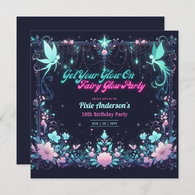 Invitation Thème Fairy Fairy Party - Fairytale After Dark (Devant / Derrière)