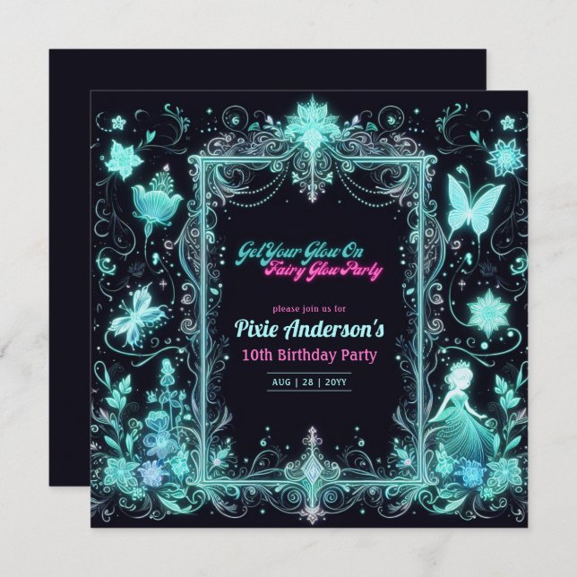 Invitation Thème Fairy Fairy Party - Fairytale After Dark (Devant / Derrière)