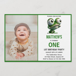 Invitation Thème Ferme de Grenouille Mignonne pour 1er Annive