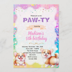 Invitation thème fête Corgi