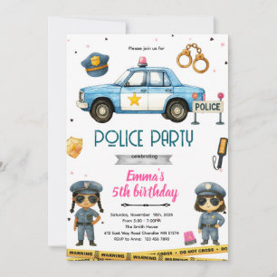 Invitation thème fête fille de police