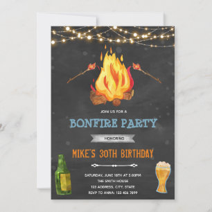 Invitation thème feu de jardin et bière