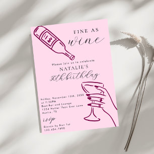 Invitation Thème Fins comme du Vin Anniversaire dessiné à la 