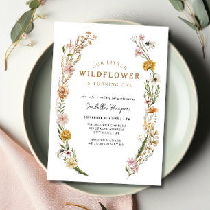 Invitation Thème fleur sauvage Fille 1er anniversaire