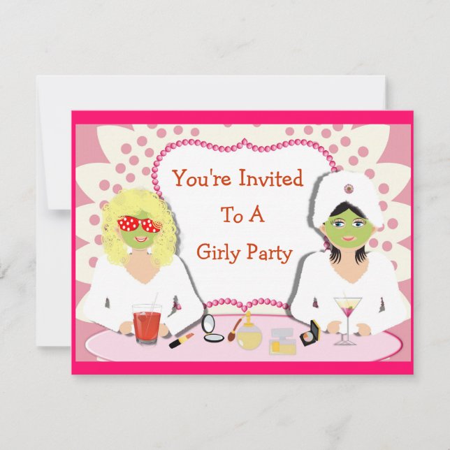 Invitation Thème Fun Girly Pamper Party (Devant)
