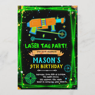 Invitation thème garçon Neon Laser Tag