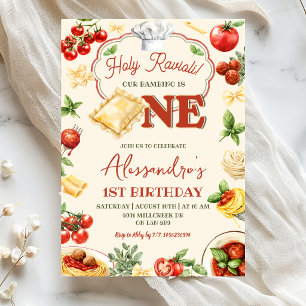 Invitation Thème garçon ravioli italien 1er anniversaire
