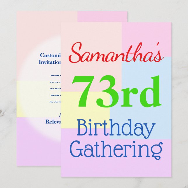 Invitation Thème géométrique "73ème anniversaire de la collec (Devant / Derrière)