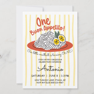 Invitation Thème Italien Pâtes Nourriture Ciao Un 1er Anniver
