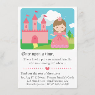 Invitation Thème jolie princesse de conte de fées, Fête d'ann