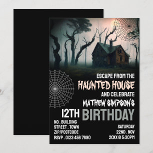Invitation Thème Maison hantée, Salle d'évasion, Anniversaire