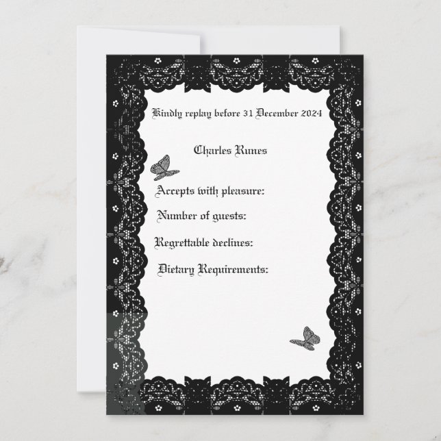 Invitation Thème Mariage gothique RSVP (Devant)