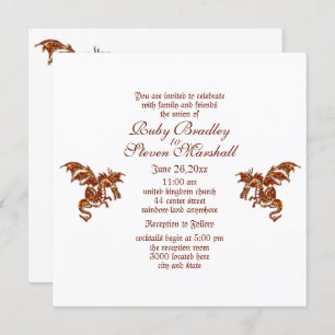 Invitation Thème Mariage Imaginaire blanc dragon flamboyant