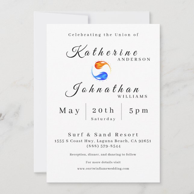 Invitation Thème Mariage Twin Flame (Devant)