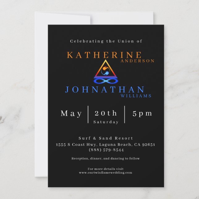 Invitation Thème Mariage Twin Flame (Devant)