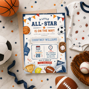 Invitation Thème MVP Fête de Bébé Sports Basket-ball Football
