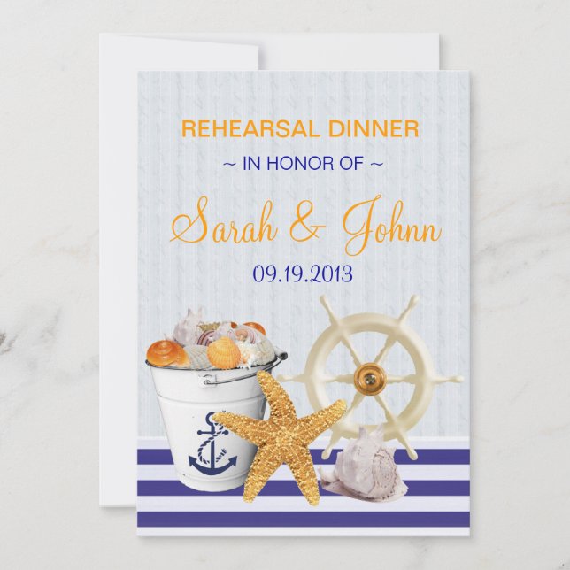 Invitation Thème nautique| Dîner de répétition (Devant)
