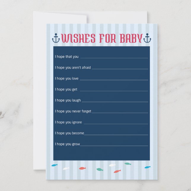 Invitation Thème nautique - Wings for Baby shower Game (Devant)