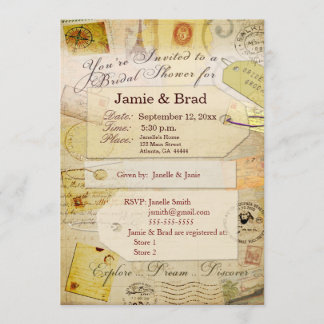 Invitation Thème nuptiale de douche de voyage en cacao et
