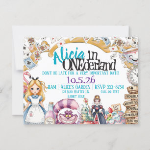 Invitation thème ONEderland Wonderland pour un pre