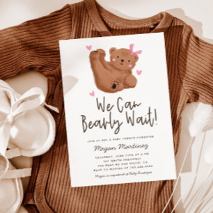 Invitation Thème Ourson Mignon Fille Baby Shower