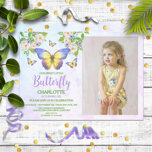 Invitation Thème papillon Fille d'anniversaire (Créateur téléchargé)