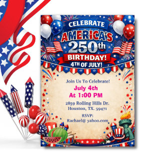 Invitation Thème patriotique 250e BBQ pour le 250e anniversai