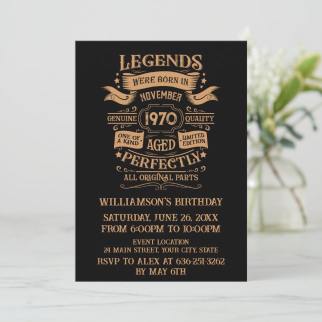 Invitation Thème personnalisé vintage d'anniversaire whiskey (Debout devant)